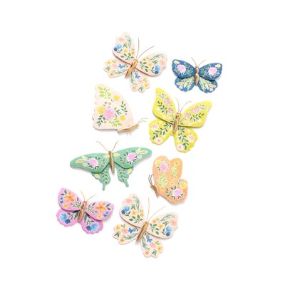 Dimensional Stickers, Antique Garden - Fabric Butterfly (8 Piece)