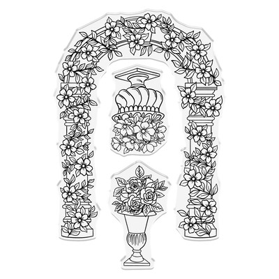 Clear Stamp & Die Combo, Age of Elegance - Garden Arch & Topiary Urn