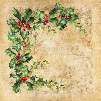 6X6 Paper Pad, Nature's Garden - Holly & Ivy