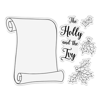 Clear Stamp & Die Combo, Holly & Ivy - Scroll with Holly