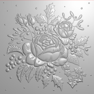 3D Embossing Folder, Sara Signature Christmas Rose - Christmas Roses