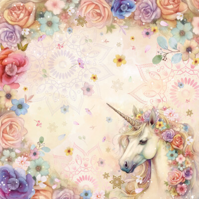 12X12 Paper Pad, Majestic Unicorn