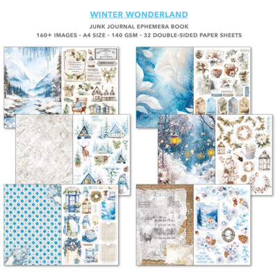 Junk Journal & Ephemera Book, A4 - Winter Wonderland (32 Pages)