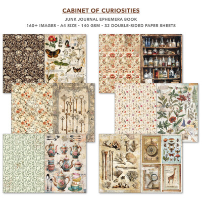 Junk Journal & Ephemera Book, A4 - Cabinet of Curiosities (32 Pages)