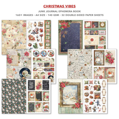 Junk Journal & Ephemera Book, A4 - Christmas Vibes (32 Pages)