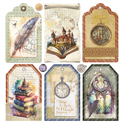 6X6 Fussy Cut Vellum Paper Pack, Wizard Academy