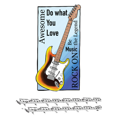 Stamp & Colour Outline Stamp, Framed Guitar (2pc)