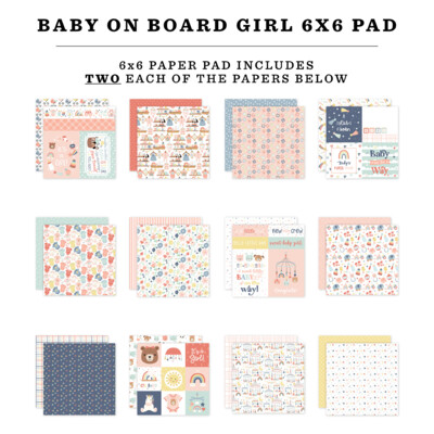 6X6 Paper Pad, Baby on Board Girl