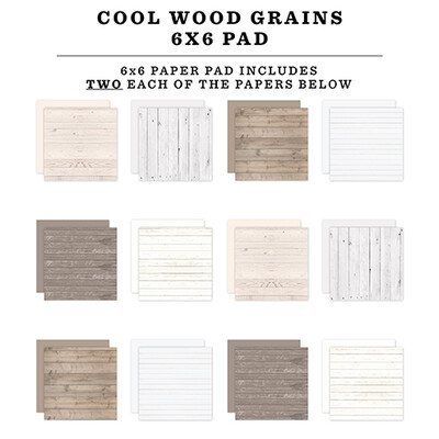 6X6 Paper Pad, Wood Grains Cool