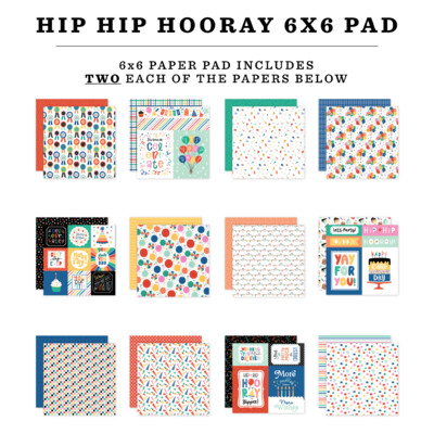 6X6 Paper Pad, Hip Hip Hooray