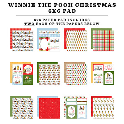 6X6 Paper Pad, Winnie The Pooh Christmas