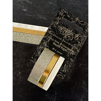 Glitter & Gloss Washi Tape Set, Ivory/Gold/Champagne
