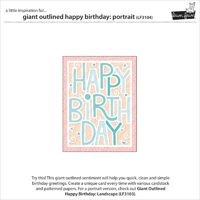 Die, Giant Outlined Happy Birthday: Portrait
