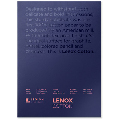 Lenox 100% Cotton Paper Pad, 5" x 7" - White (250gsm)