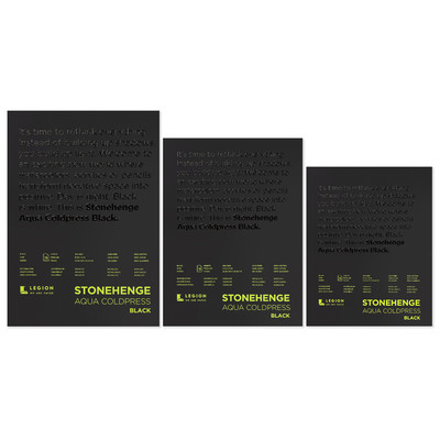 Stonehenge Aqua Coldpress Black 100% Cotton Paper Pad, 5" x 7" (140lb)