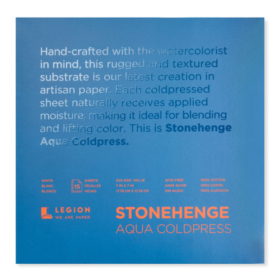 Stonehenge Aqua Coldpress 100% Cotton Paper Block, 7" x 7" (140lb)