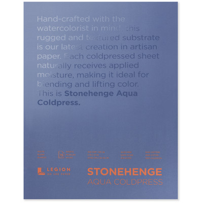 Stonehenge Aqua Coldpress 100% Cotton Paper Block, 9" x 12" (140lb)