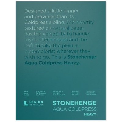 Stonehenge Aqua Coldpress 100% Cotton Paper Block, 9" x 12" (300lb)