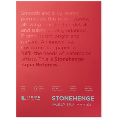 Stonehenge Aqua Hotpress 100% Cotton Paper Block, 9" x 12" (140lb)