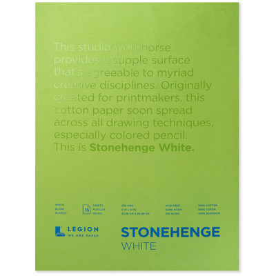 Stonehenge White 100% Cotton Paper Pad, 9" x 12" (250gsm)