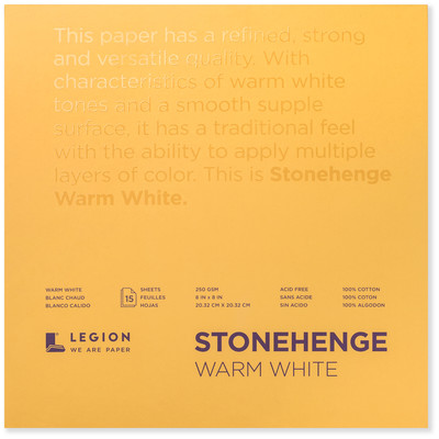 Stonehenge Warm White 100% Cotton Paper Pad, 8" x 8" (250gsm)