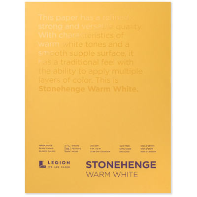 Stonehenge Warm White 100% Cotton Paper Pad, 9" x 12" (250gsm)