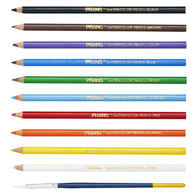 Watercolor Colored Pencil Set, 10 Colors w/Brush