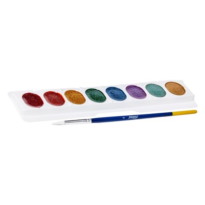 Watercolor Washable Set, Glitter - 8 Colors w/ Brush