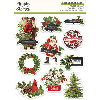 Layered Stickers, Simple Vintage Christmas Lodge