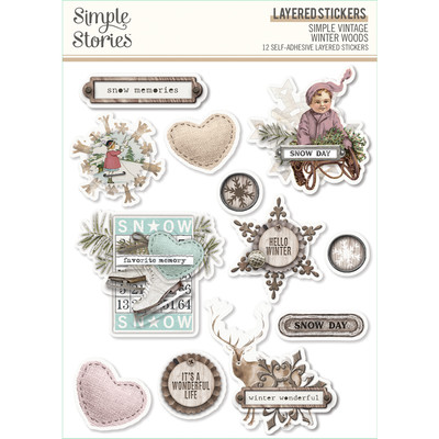 Layered Stickers, Simple Vintage Winter Woods