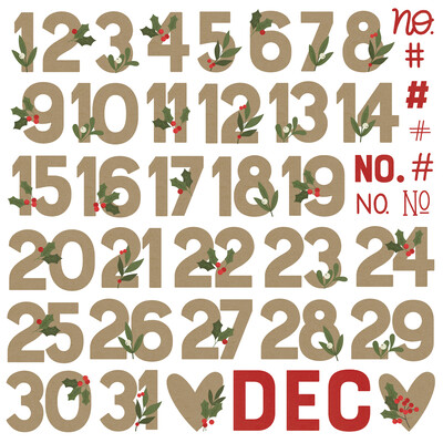 Chipboard Numbers, The Holiday Life