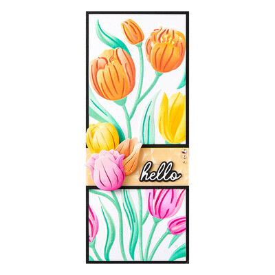 3D Embossing Folder & Stencil Bundle, Tulip Garden - Twirling Tulips
