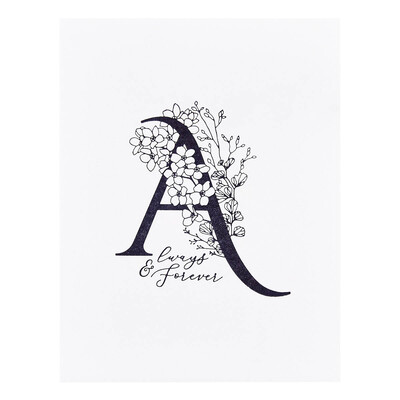 BetterPress Press Plate, Floral Alphabet - Floral A & Sentiment