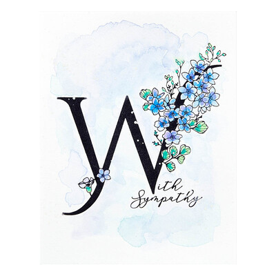 BetterPress Press Plate, Floral Alphabet - Floral W & Sentiment