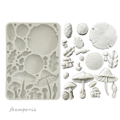 A5 Silicone Mould, Golden Harmony - Wood & Mushrooms