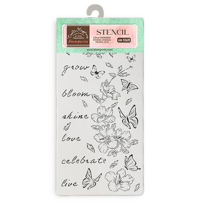 Thick Stencil, Create Happiness Secret Diary - Flowers & Butterfly