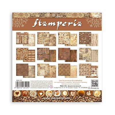 30X30cm (12"X12") Maxi Background Paper Pad, Coffee and Chocolate