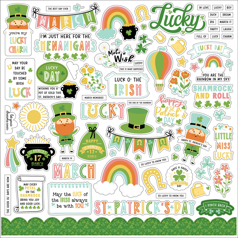 Set of St Patricks Day Quotes Sticker With Hat Element 4409850