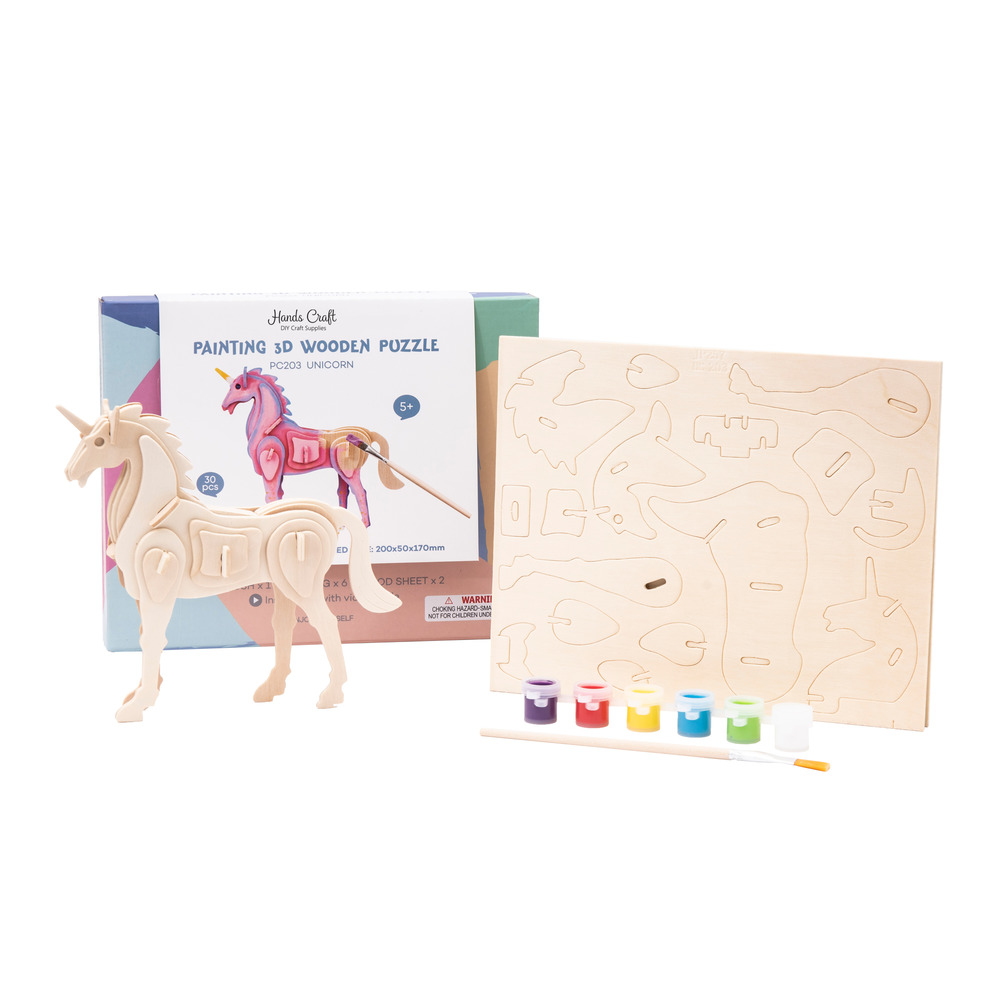 Hands Craft 3D Wooden Puzzle Paint Kit, Unicorn in Vancouver