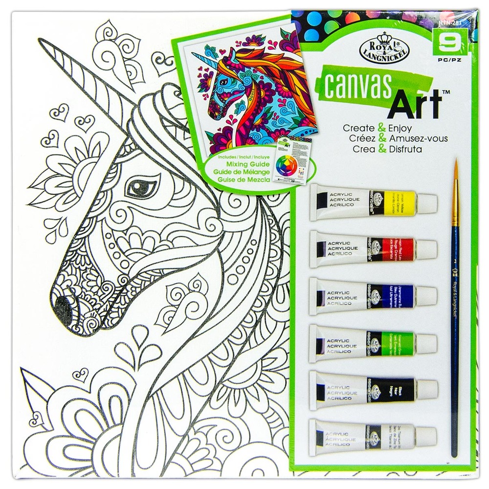 Royal Langnickel Cool Art Canvas Art Painting Set Unicorn in