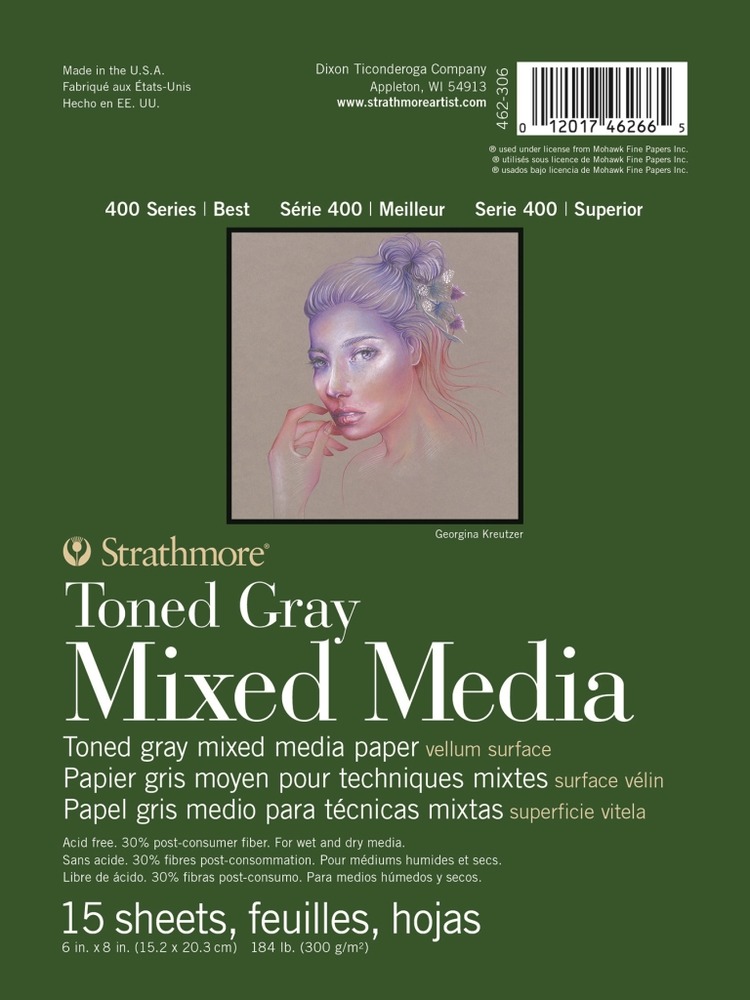 400 Series Toned Gray Mixed Media Pad, 6" x 8"