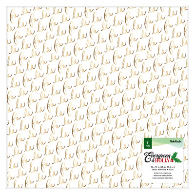 12X12 Specialty Paper, Evergreen & Holly (Gold Foil/Vellum)