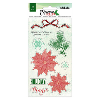 Clear Stamp, Evergreen & Holly - Holiday Magic