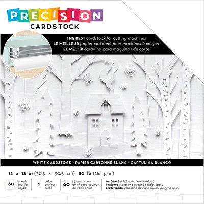12X12 Precision Cardstock Pack, Textured - White