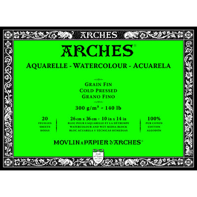 Aquarelle Watercolour Paper Block, N. White CP 10X14" 140lb