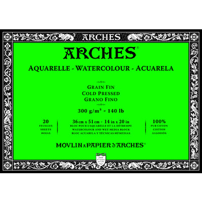 Aquarelle Watercolour Paper Block, N. White CP 14X20" 140lb