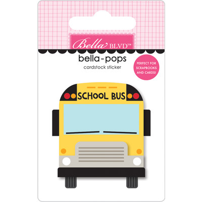 Bella-Pops 3D Cardstock Sticker, School Is Cool - School Bus