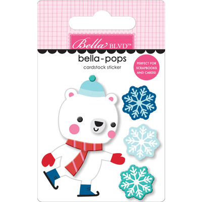 Bella-Pops 3D Cardstock Sticker, The North Pole - Skating Bear