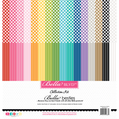 12X12 Bella Besties Kit, Gingham & Stripes Rainbow