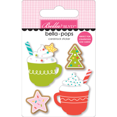 Bella-pops 3D Cardstock Sticker, Cookies & Cocoa